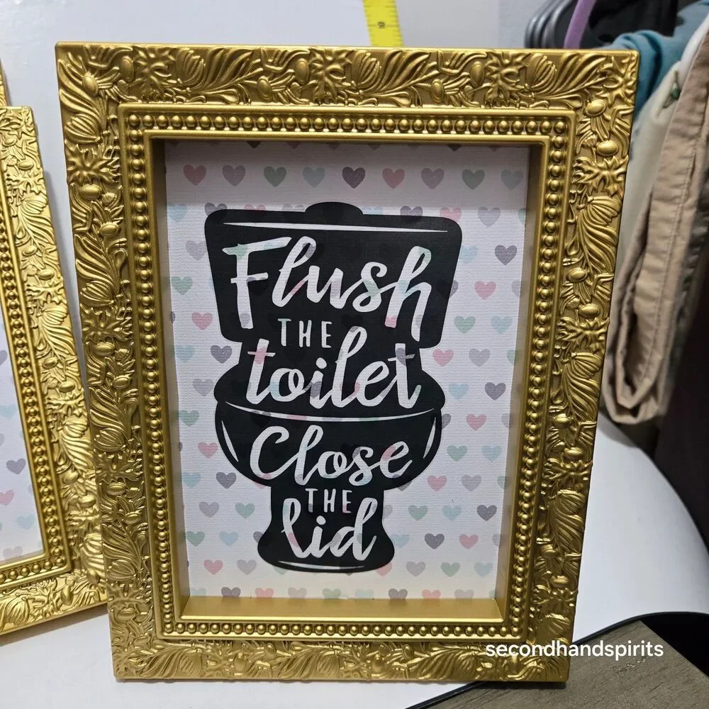 Pastel Bathroom Powder Room Wall Art Subtle Messages Hang Or Sit Handmade